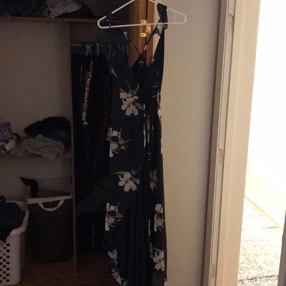 Lulus all mine navy hi lo wrap dress